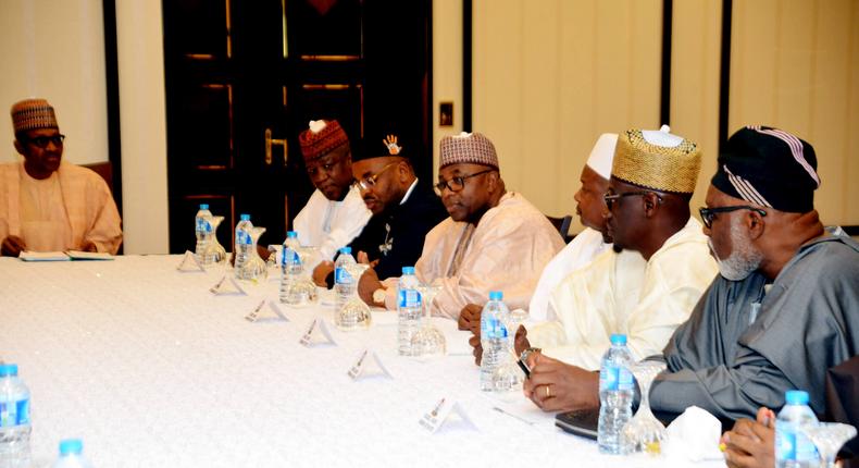 President Muhammadu Buhari in a meeting with some state governors in Abuja 2017 (file photo/theeaglesonline)