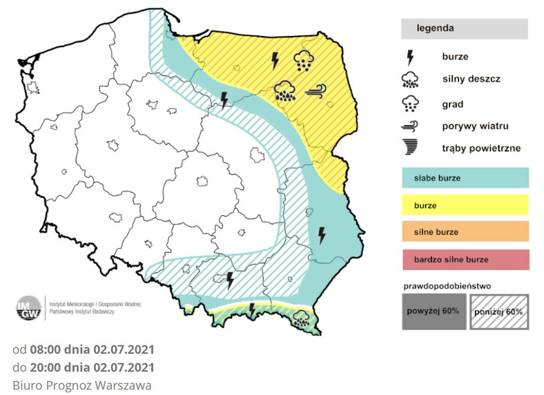 Prognoza burz na piątek (IMGW)