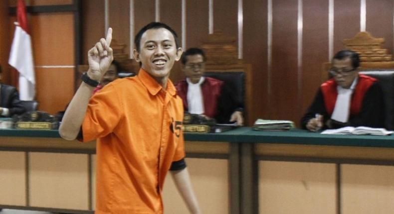 Dodi Suridi pictured at his trial, where he was found guilty of committing an act of terror over his links to a deadly IS-claimed attack in Jakarta