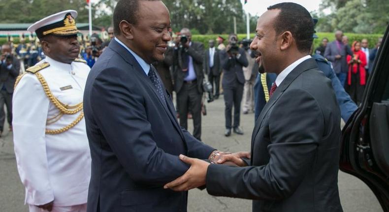 President Uhuru Kenyatta and Ethiopian Prime Minister Abiye Ahmed at a past event.