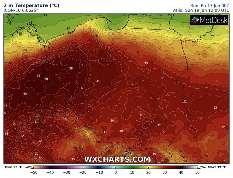 Prognozowana temperatura w Polsce w niedzielę