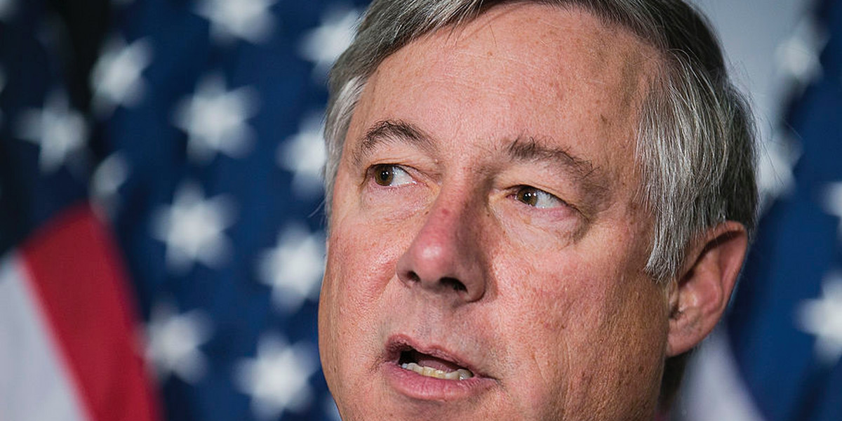 Fred Upton speaks to the press after a Republican conference meeting on November 13, 2013, in Washington, DC.