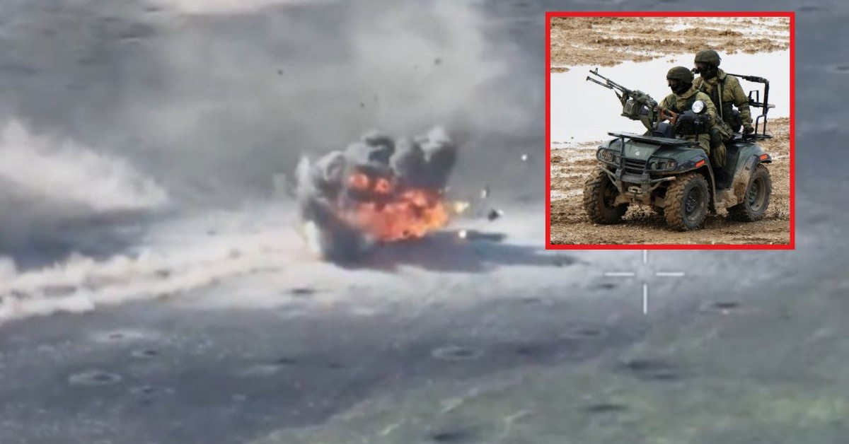Rosjanie na quadach momentalnie zmienili się w słupy dymu. Przerażające nagranie z frontu