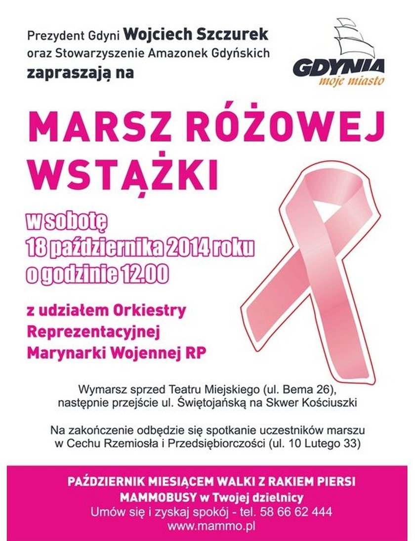 W najbliższą sobotę Marsz Różowej Wstążki w Gdyni