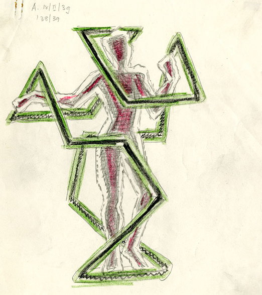 Szkic formy przestrzennej Rudolfa Labana, "Postać w dwunastościanie"