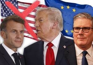 Emanuel Makron Kir Starmer i Donald Tramp