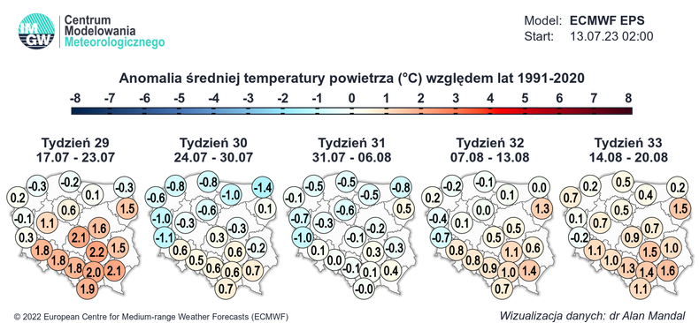 W kolejnych tygodniach temperatura na północy może być nawet o 1 st. C niższa od normy