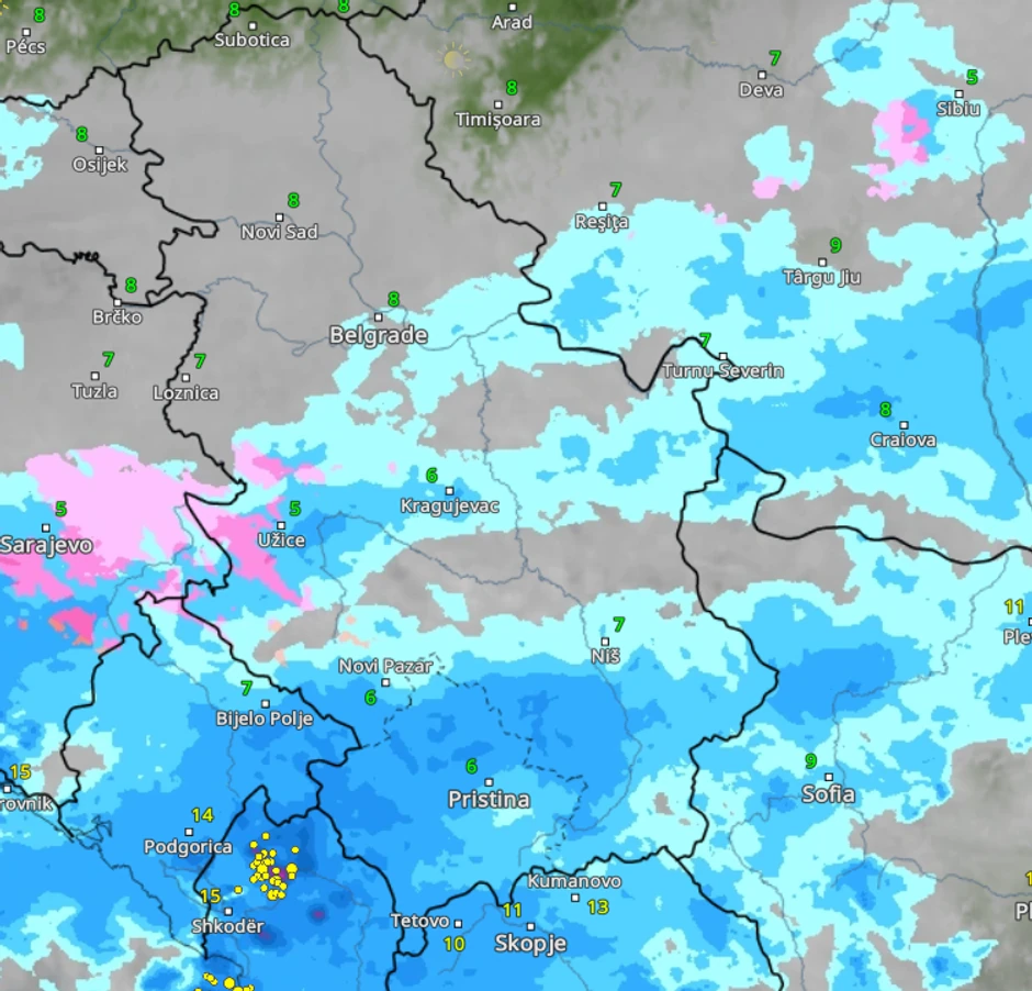 Radarski snimci u 15 sati