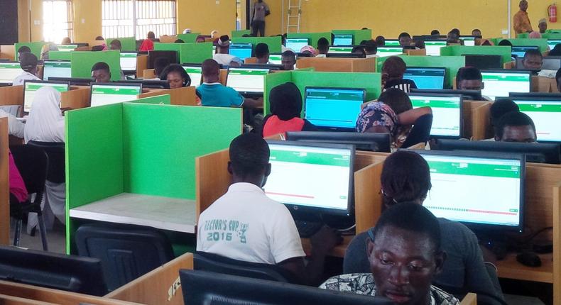 JAMB Candidiates in a CBT Centre during registration