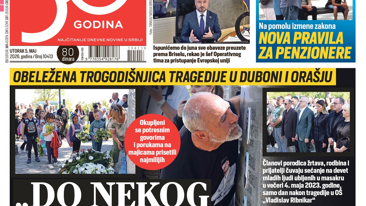 Blic naslovna strana za 5.5.
