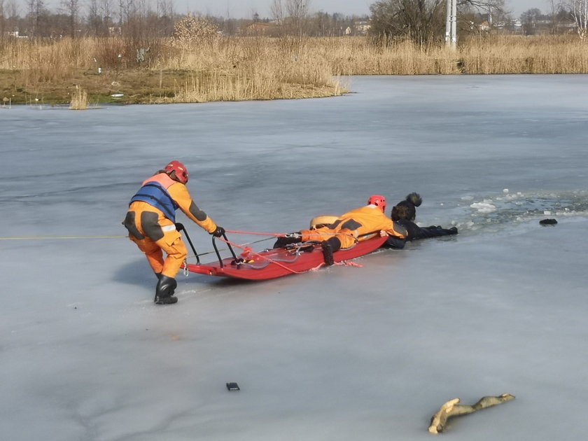 Napędził potwornego stracha żonie. Uratowali go strażacy