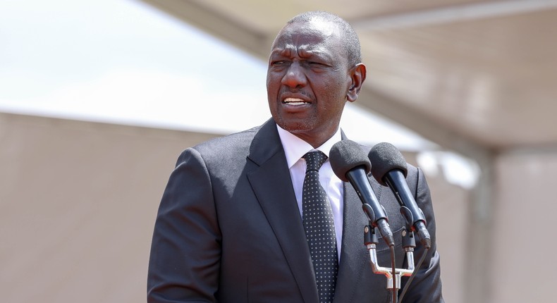 President William Ruto speaking during the marathon champion's funeral service in Chepkorio