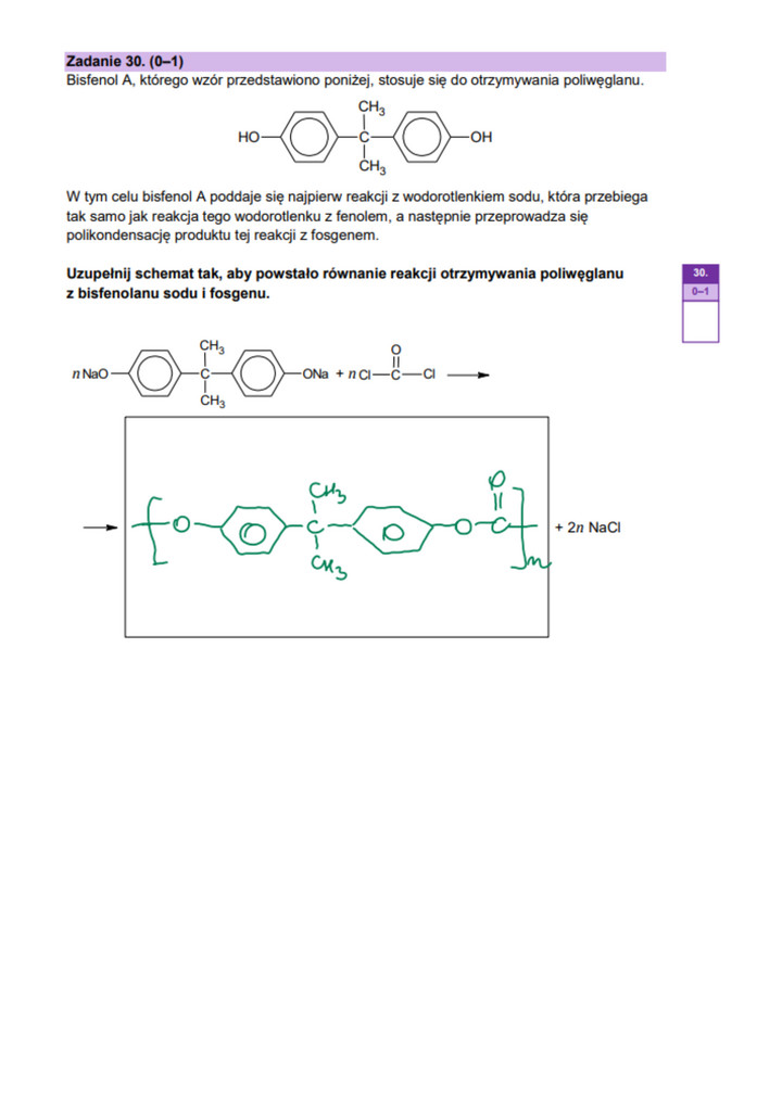 Rozszerzona matura z chemii 2023 - rozwiązanie zad. 30