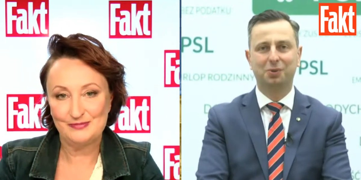 Szef PSL Władysław Kosiniak-Kamysz ww programie Agnieszki Burzyńskiej "Fakt Live". 