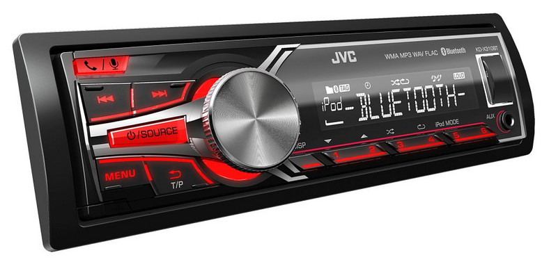 Radio z wzbudowanym zestawem głośnomówiącym Bluetooth: JVC KD-X350BT.