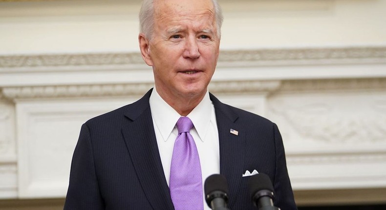 President Joe Biden speaks before signing executive orders on his first day in White House on January 21, 2021.