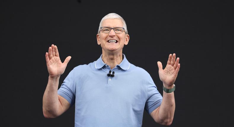 Apple CEO Tim Cook speaks before the start of the Apple Worldwide Developers Conference at its headquarters on June 05, 2023 in Cupertino, California.Justin Sullivan/Getty Images