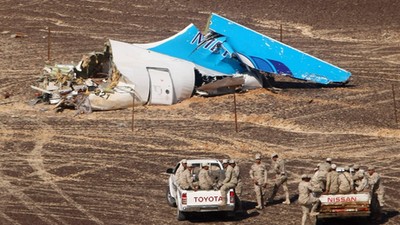 Russian plane crash site in central Sinai, Egypt