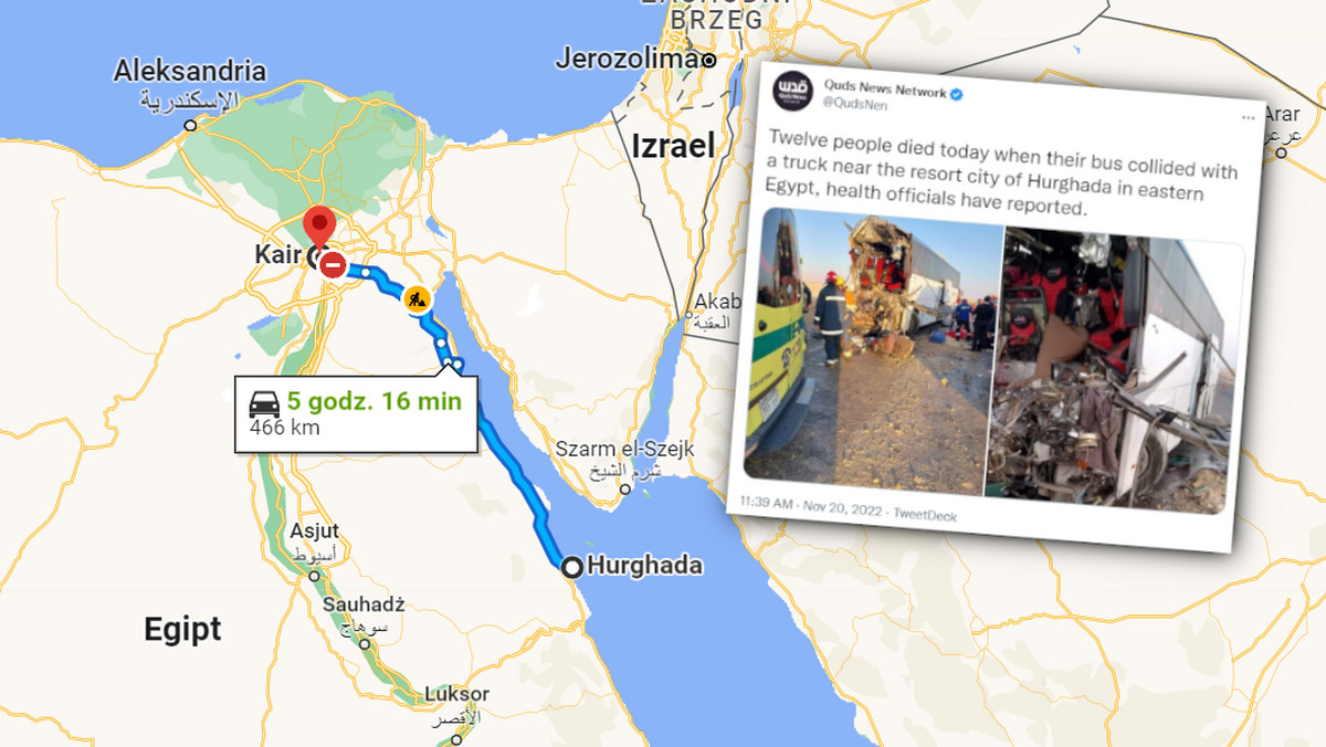 Wypadek autobusu do Hurghady. Nie żyje 12 osób