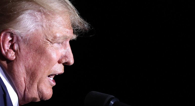 Former US President Donald Trump speaks during a campaign rally at Minden-Tahoe Airport on October 08, 2022 in Minden, Nevada.Justin Sullivan/Getty Images