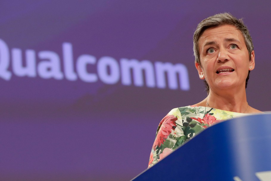 Komisarz UE ds. konkurencji Margrethe Vestager ogłasza decyzję ws. Qualcomm