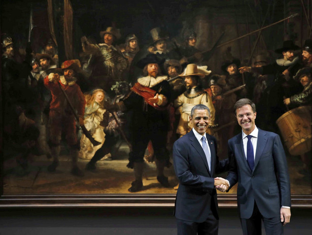 Barack Obama na konferencji z premierem Holandii Markiem Rutte. Fot. EPA/JERRY LAMPEN/PAP/EPA