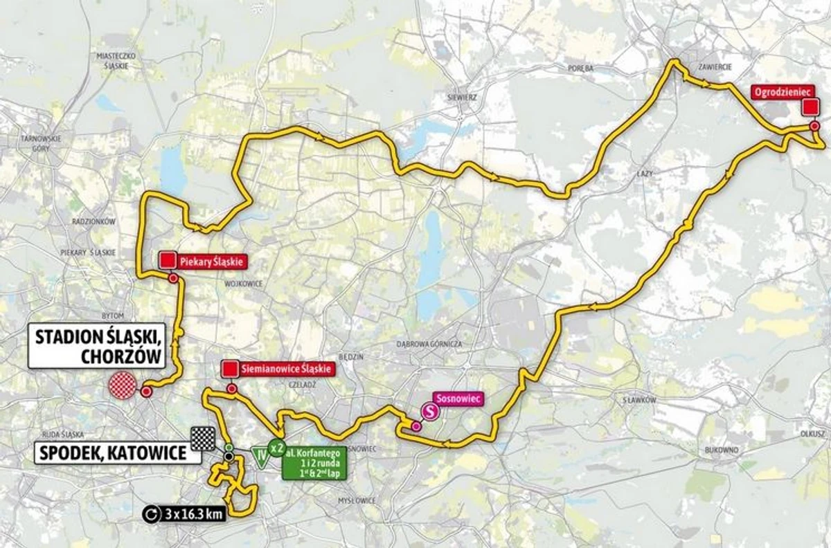 Tour de Pologne I etap Stadion Śląski Katowice [MAPA ETAPU