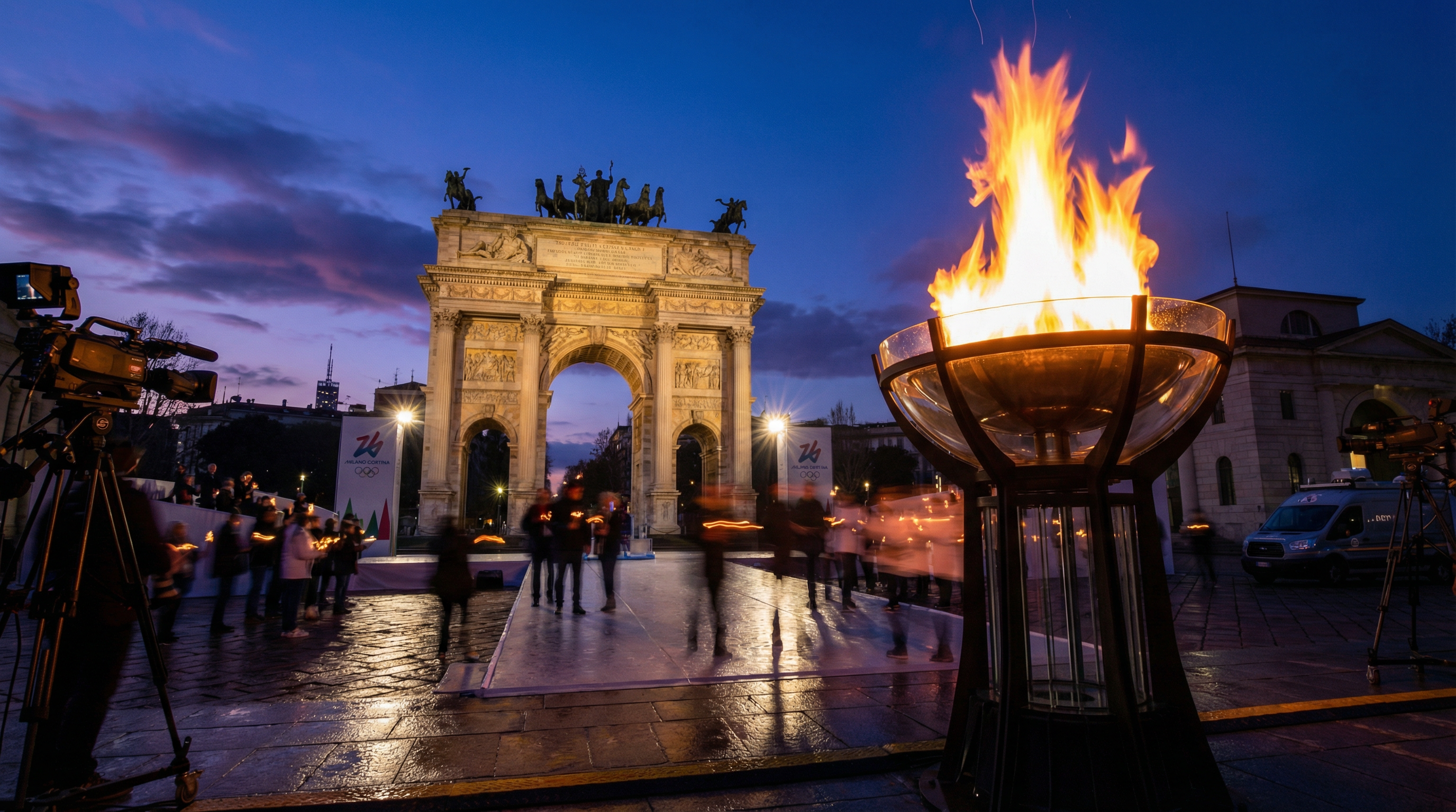 Doppia accensione del braciere olimpico unisce Milano e Cortina d'Ampezzo