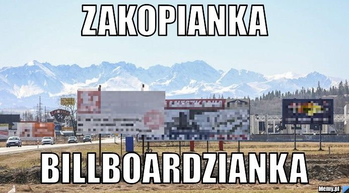 Mem wyśmiewający "las billboardów" stojący przy zakopiance