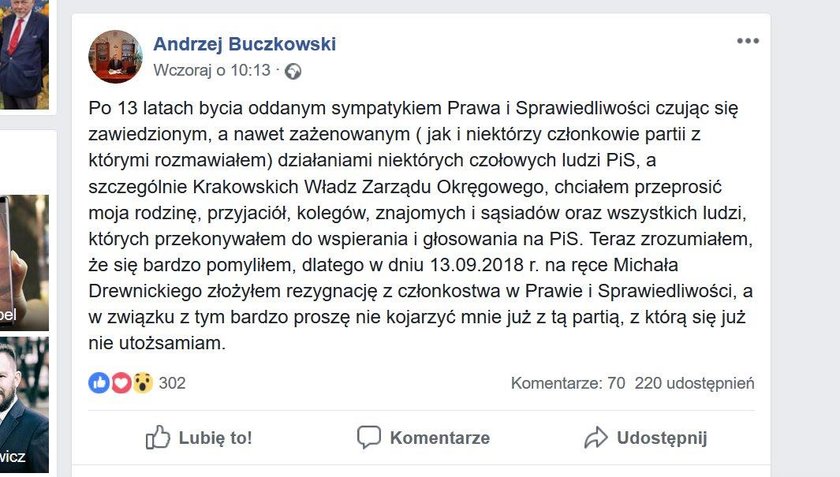 Polityk rzuca PiS. Jest zażenowany swoją partią