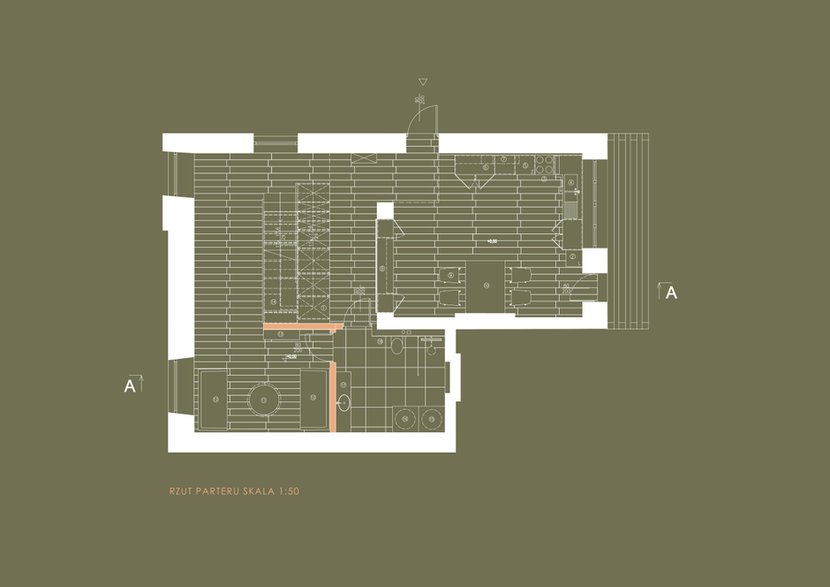 Projekt mieszkania na wynajem, rzut parteru © Julia Przyłucka