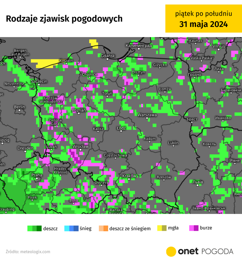 W piątek w całej Polsce możliwe są ulewy i burze