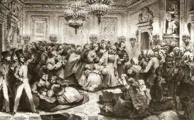 Thomas Napoleon - "Księżna Izabela Czartoryska opuszcza Puławy podczas powstania listopadowego w 1831" (1833)