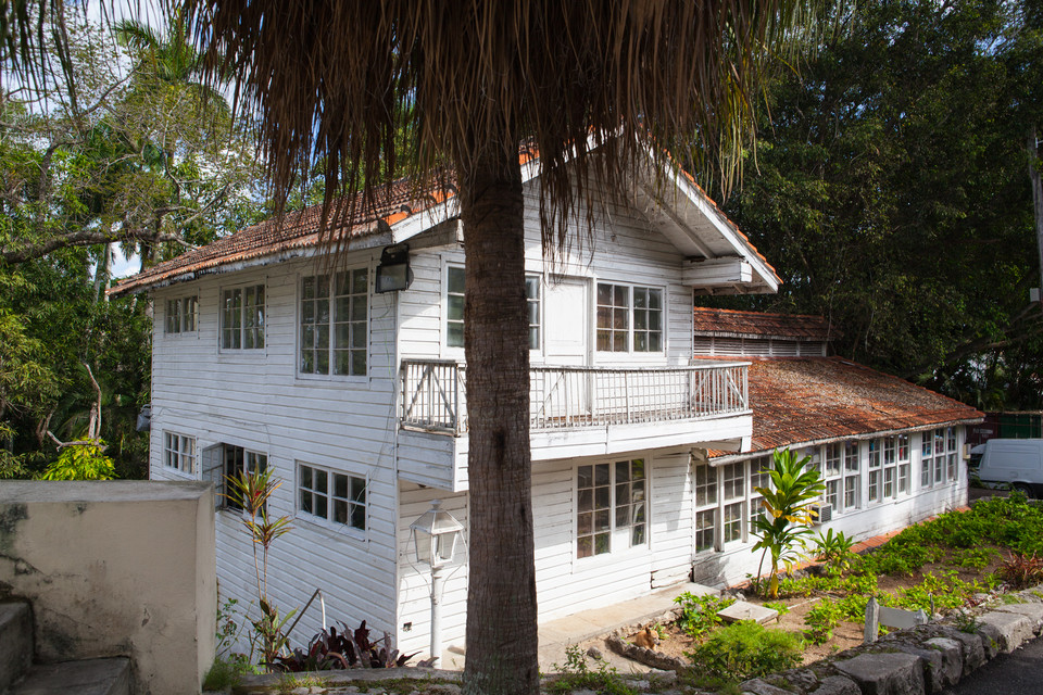 Havana, Cuba - February 2,2017: House Finca Vigia where Ernest Hemingway lived from 1939 to 1960.From the back veranda and the adjacent tower one has an excellent view of downtown Havana.