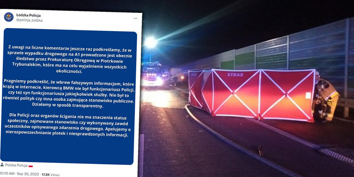 Policja wydała nowe oświadczenie w sprawie tragicznego wypadku na A1.