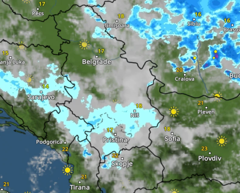 Kretanje nevremena u 7 sati posle ponoći