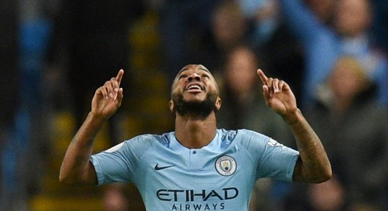 Raheem Sterling celebrates scoring in Manchester City's win over Bournemouth