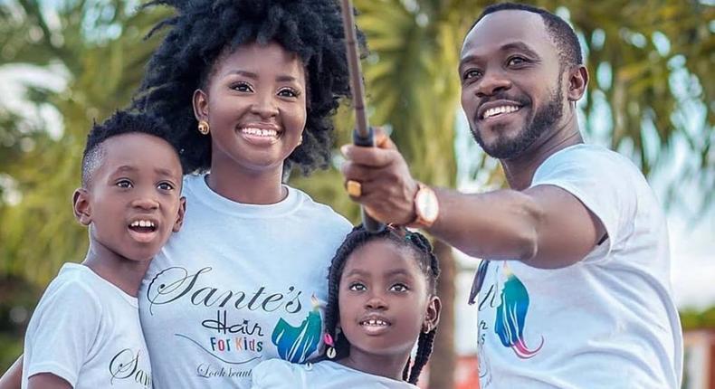 Okyeame Kwame with wife and children