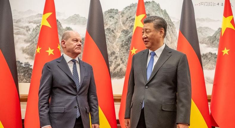 Federal Chancellor Olaf Scholz (SPD) is received by Xi Jinping, President of China, at the State Guest House.picture alliance via Getty Images