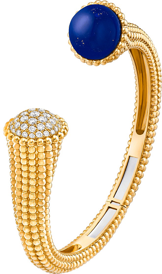 Van Cleef & Arpels: Armspange aus Gelbgold mit Diamanten und Lapislazuli.