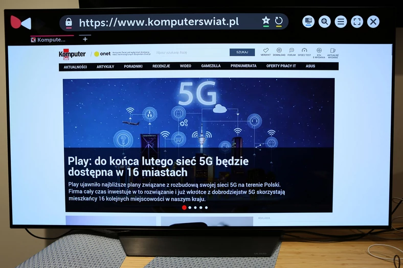 Przeglądarka "pokładowa" w telewizorze LG OLED55B9PLA