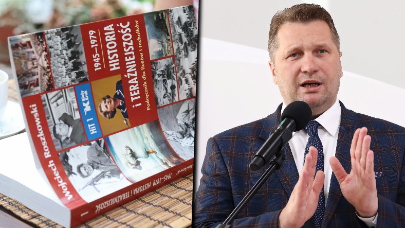 Minister edukacji i nauki Przemysław Czarnek i podręcznik "Historia i Teraźniejszość" autorstwa prof. Roszkowskiego