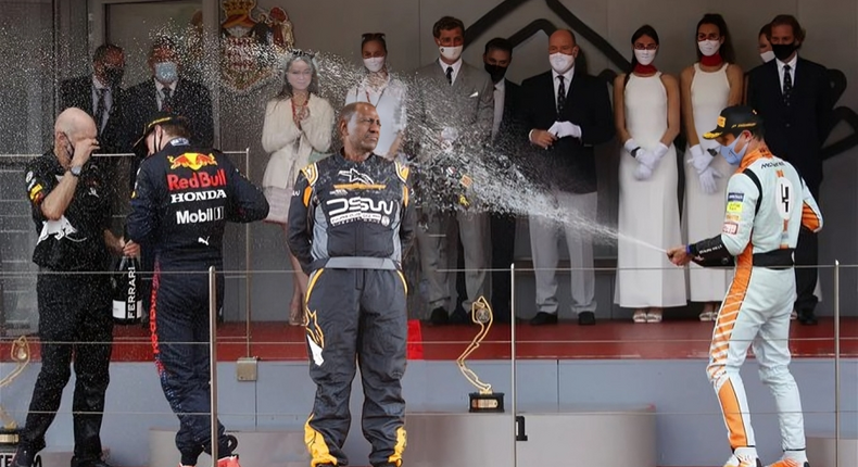An image has gone viral on social media, claiming to show President William Ruto being sprayed with champagne during the 2024 WRC Safari Rally.
