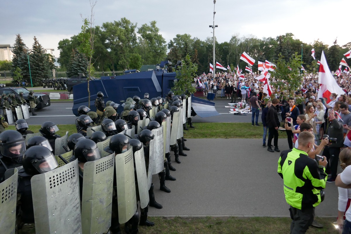 Protesty w Mińsku na Białorusi 30 sierpnia 2020 r.