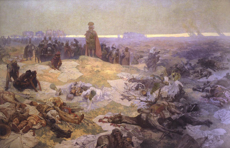 Alfons Mucha, "Słowiańska epopeja", obraz "Po bitwie pod Grunwaldem"