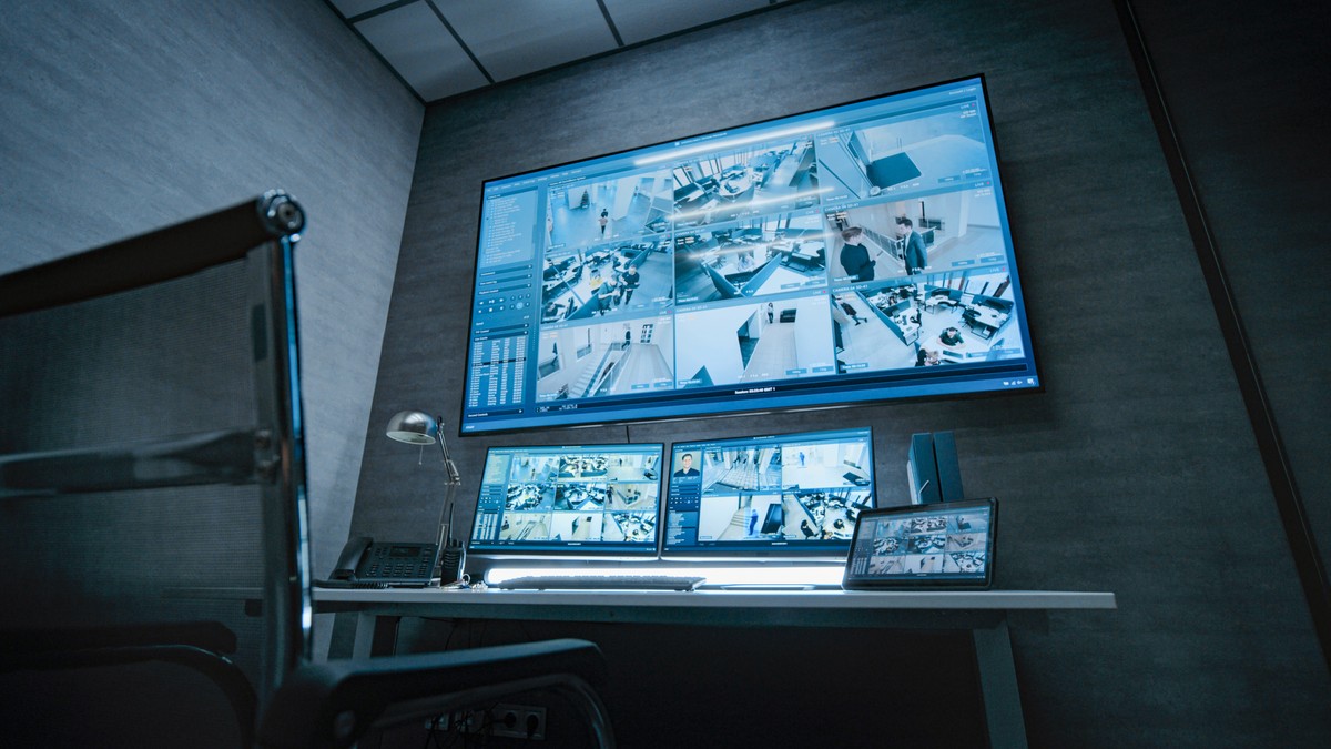 Surveillance,Video,Footage,From,The,Security,Cameras,In,Office,Displayed