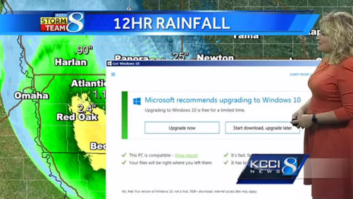 Komunikat o aktualizacji do Windows 10 przerwał prognozę pogody