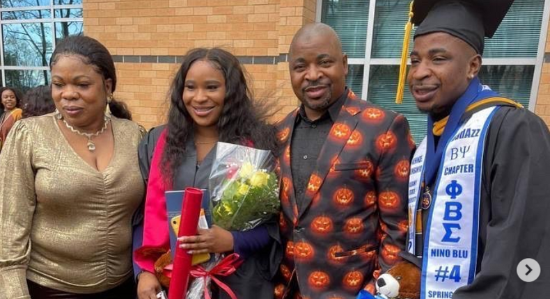 MC Oluomo and his children celebrate their graduation (Instagram: MC Oluomo)