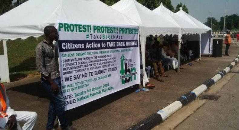 Protesters at National Assembly in Abuja