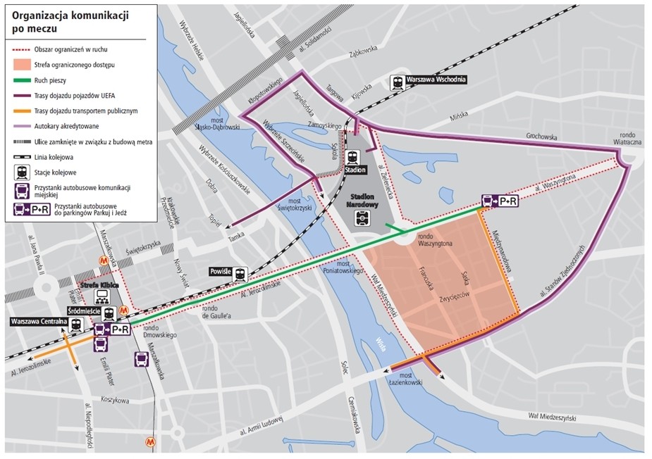 Warszawa - komunikacja na Euro